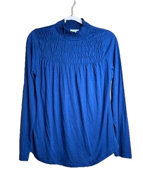 New Sundance Blue Smocked Long Sleeve Blouse Top Size S L33